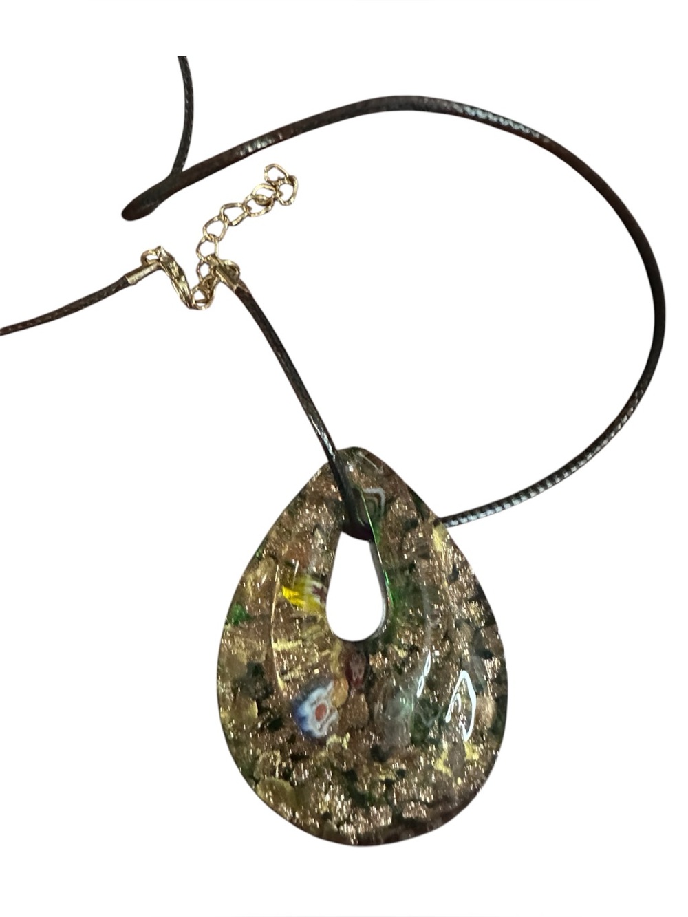 Multicolor Glass Teardrop Pendant Necklace